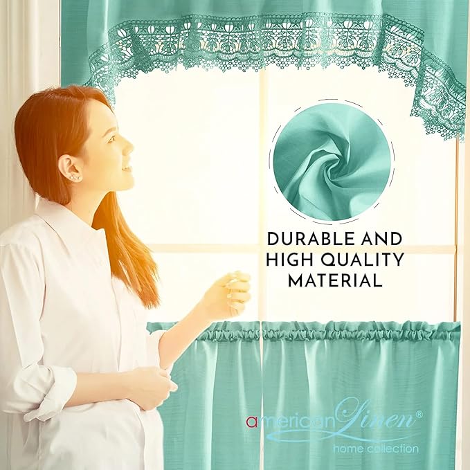 American Linen Café Curtains for Kitchen, Bathroom Curtains - Image 3