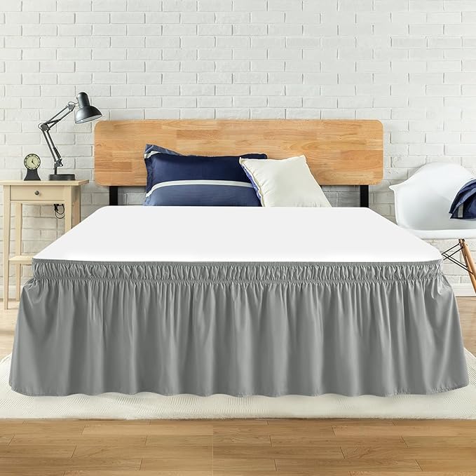 King Bed Skirt, Elastic Wrap Around Bed Skirt King Size, Bed Skirts by ANARACHON