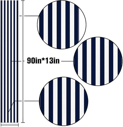 Navy Blue and White Striped Table Runner Nautical Theme Birthday Party - Image 3