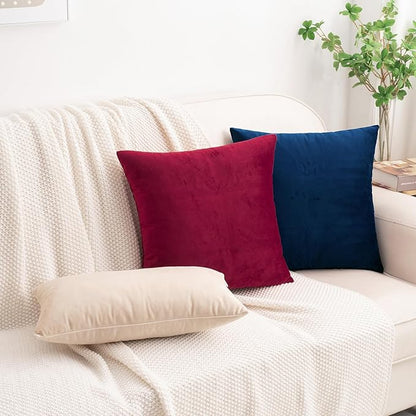 HWY 50 Navy Blue Velvet Throw Pillow Covers 18x18 Inch - Image 2