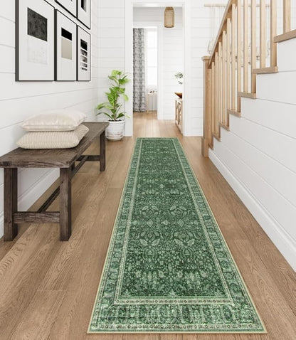 Lahome Vintage 2'6''x10' Green Washable Runners by Lahome