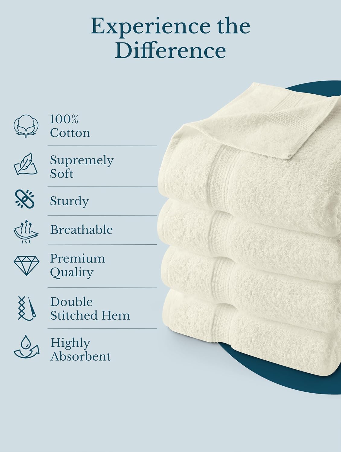 utopia towels 4 pack premium bath towels, 27x54 showing dimensions