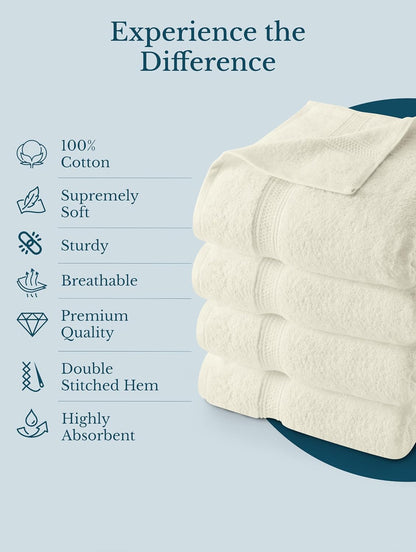 utopia towels 4 pack premium bath towels, 27x54 showing dimensions