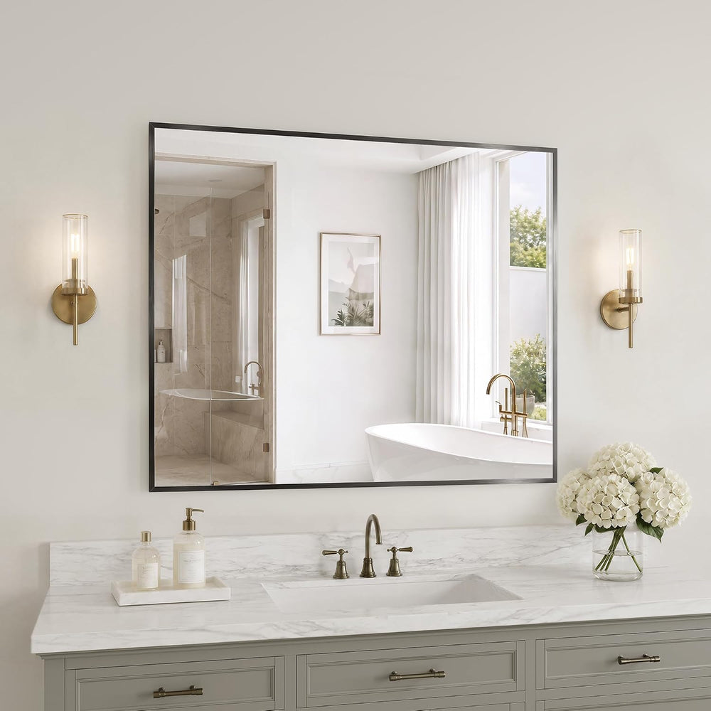 30"x36" Black Bathroom Mirror Metal Framed Horizontal or Vertical