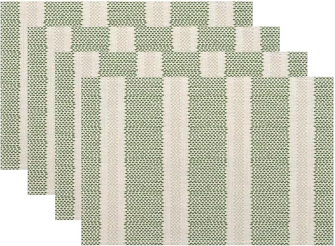 Sage Green Polka Dot Placemats Set of 4, Boho Striped Decorative Table Mat 12 x by Sunshineyan