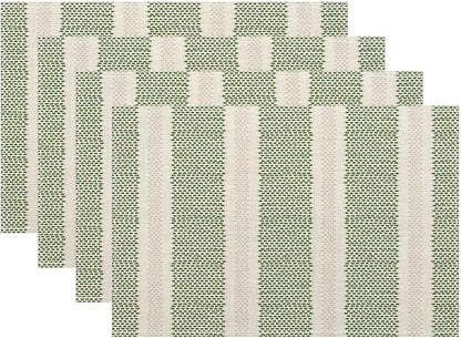 Sage Green Polka Dot Placemats Set of 4, Boho Striped Decorative Table Mat 12 x by Sunshineyan