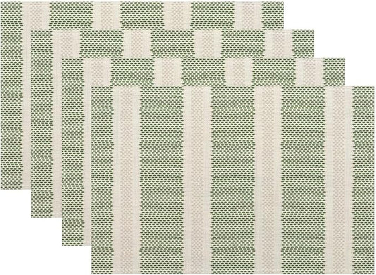 Sage Green Polka Dot Placemats Set of 4, Boho Striped Decorative Table Mat 12 x by Sunshineyan