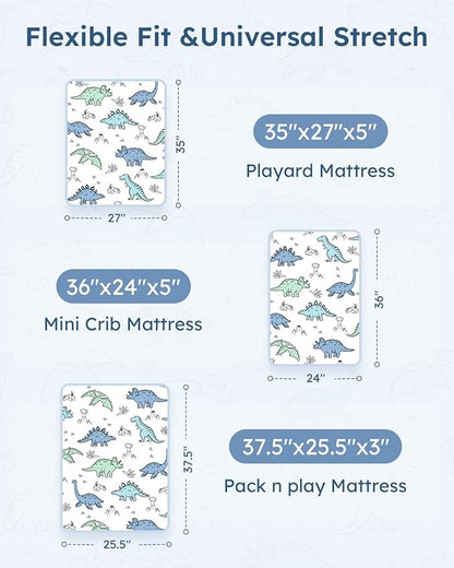 Pack and Play Sheets Fitted 3 Pack, Mini Crib Sheets - Image 3