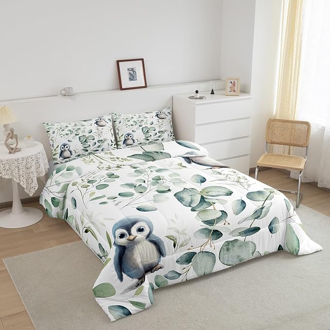 Erosebridal Cartoon Penguin Bedding Toddler Size Woodland Wildlife Comforter Set - Image 3