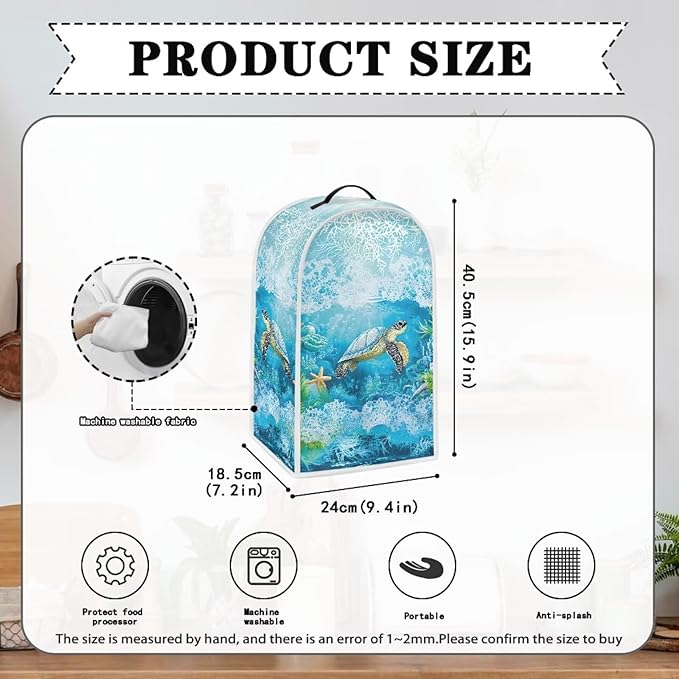 Talayituse Turtle Starfish Coral Print Blender Dust Cover, Fingerprint - Image 6