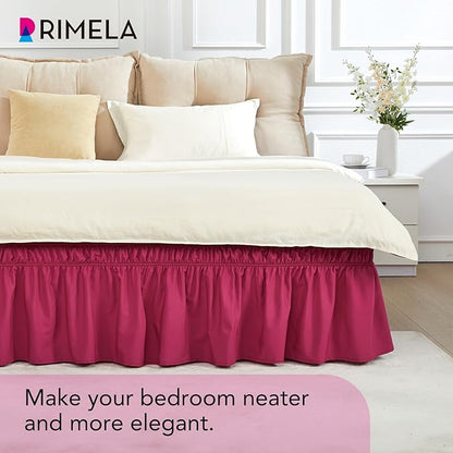 RIMELA Rose Purple Bed Skirt Queen Size 15 Inch Drop Elastic Wrap Around Dust - Image 9