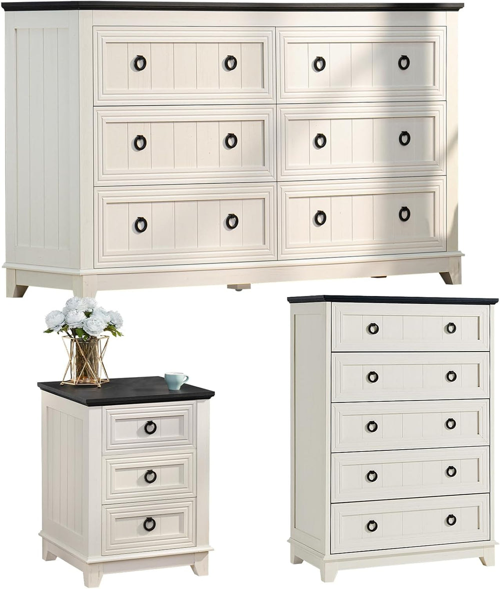 Joaxswe Farmhouse Dresser and Nightstand Sets 3 Piece, Blue