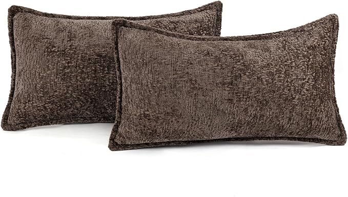 Pack of 2 Chocolate Brown Decorative Throw Pillow Covers 12x20 Cozy Soft - Image 5