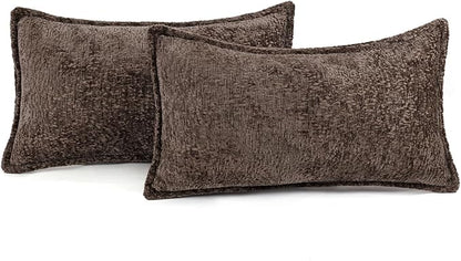 Pack of 2 Chocolate Brown Decorative Throw Pillow Covers 12x20 Cozy Soft - Image 5