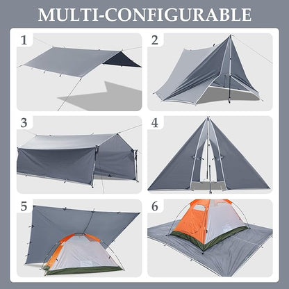 Camping Tarp Tent Portable Multifunctional Bushcraft Backpacking Tear-Resistant - Image 5