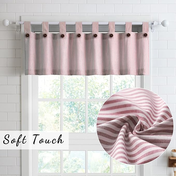 July Joy Cotton Kitchen Curtain Tab Top Valance and Tiers Set - Image 3