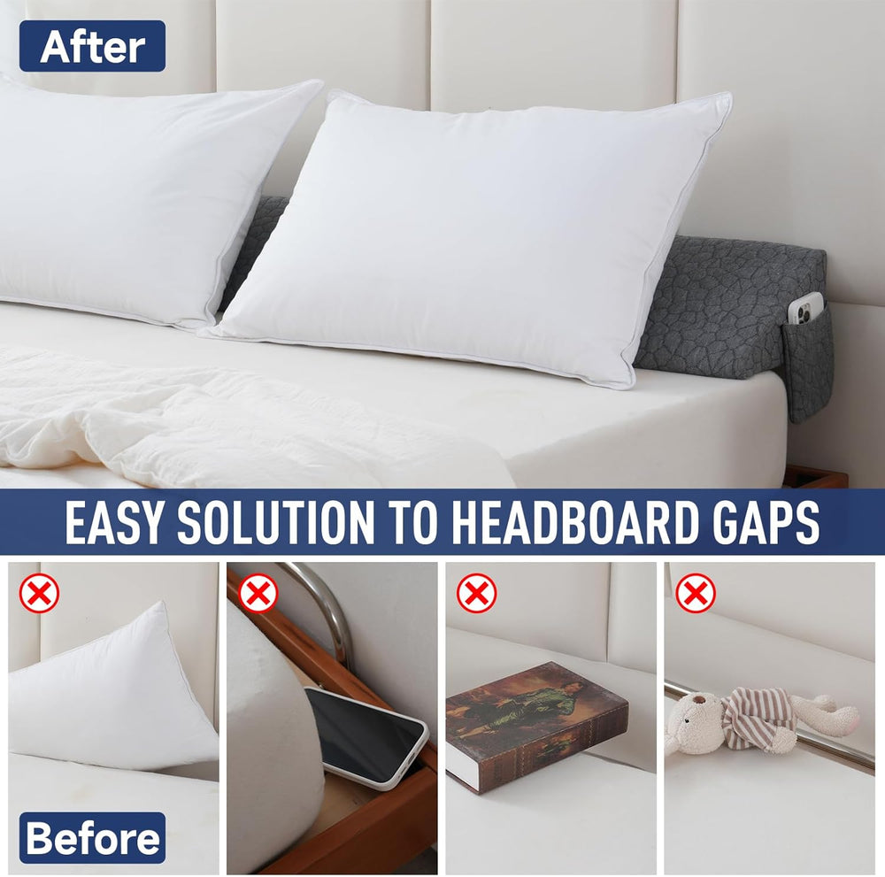 Patented Bed Wedge Pillow for Headboard Gap, Filler Between Mattress Gaps (0-...