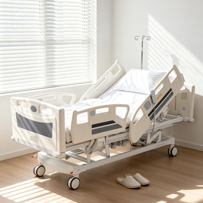 premium 5 function full electric hospital bed,icu medical shown in use