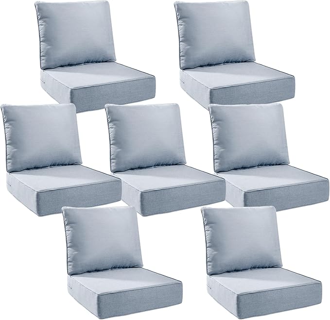 6" Thick Outdoor Cushions 24x24x6, 7-Set Deep Seat Patio Cushions by Pugire