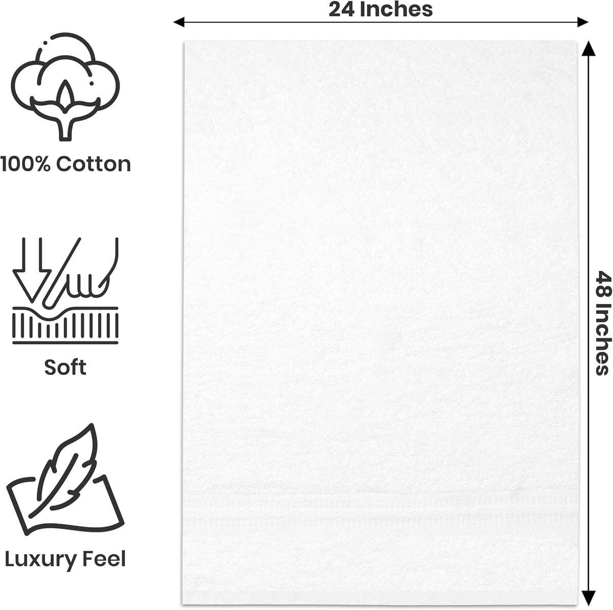bath towels pack of 6 – 24" x, close-up detail
