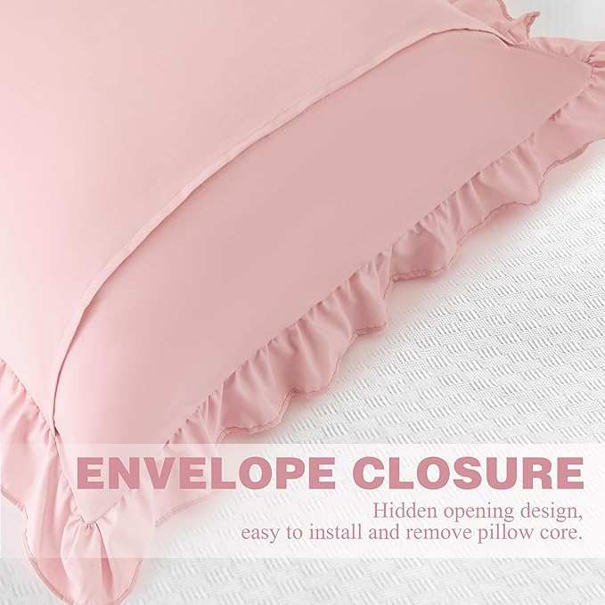 KKJIAF Ruffle Pillow Cases 18x18 Inches, Light Pink Square Ruffled Pillow - Image 6
