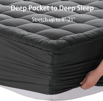 EASELAND Full Size Mattress Pad Pillow Top Cover Quilted Fitted Protector - Image 6