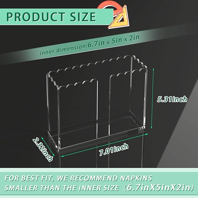 Napkin Holder for Table, Vertical Scalloped Acrylic Disposable Hand Paper Towel - Image 2