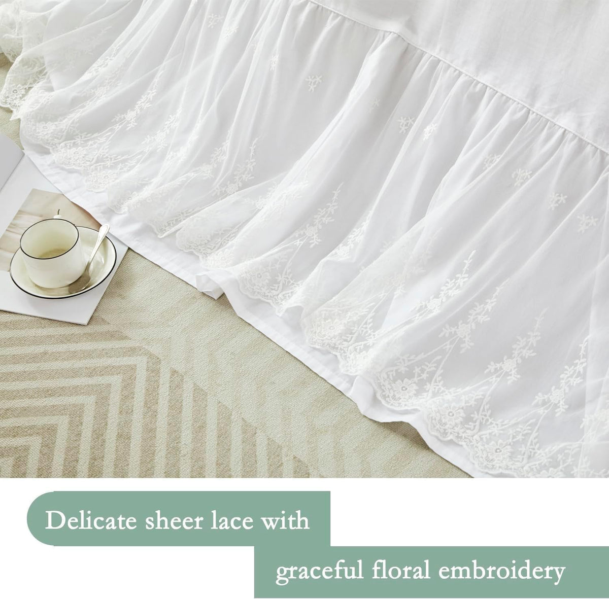lace bed skirt queen size white bed skirt, package contents