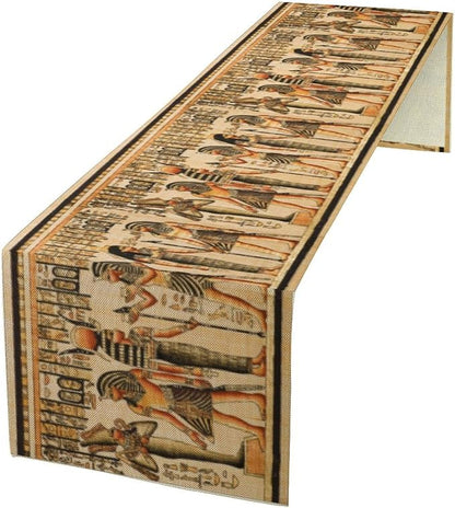 Ancient Art Table Runner, Mythology Egyptian Gods Pharaohs Antique Golden by ShiTingYu