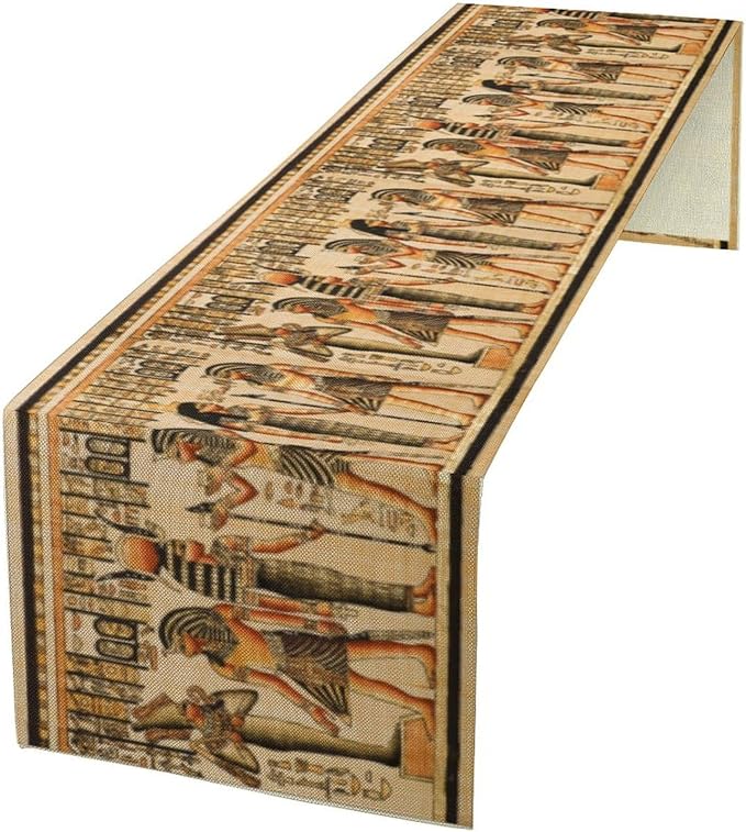 Ancient Art Table Runner, Mythology Egyptian Gods Pharaohs Antique Golden by ShiTingYu
