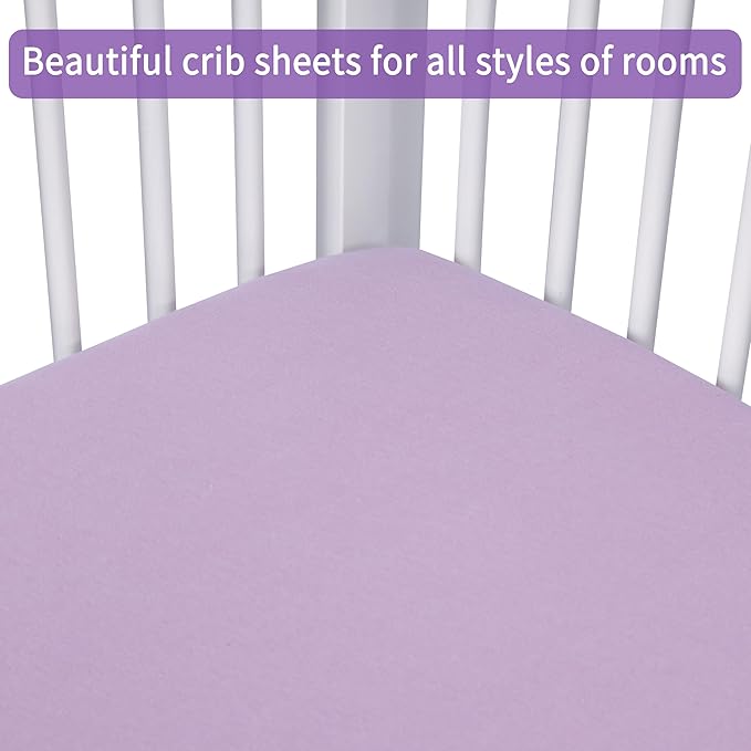 Crib Sheets for Boys Girls, 100% Cotton Fitted Crib Sheet 2 Pack for Standard - Image 6