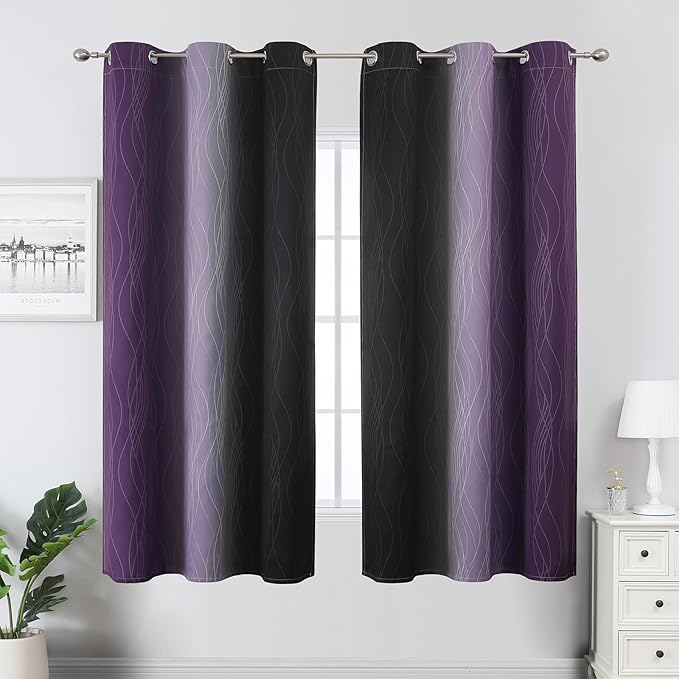 Estelar Textiler Purple and Black Ombre Blackout Curtains - Image 2