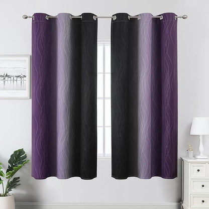 Estelar Textiler Purple and Black Ombre Blackout Curtains - Image 2