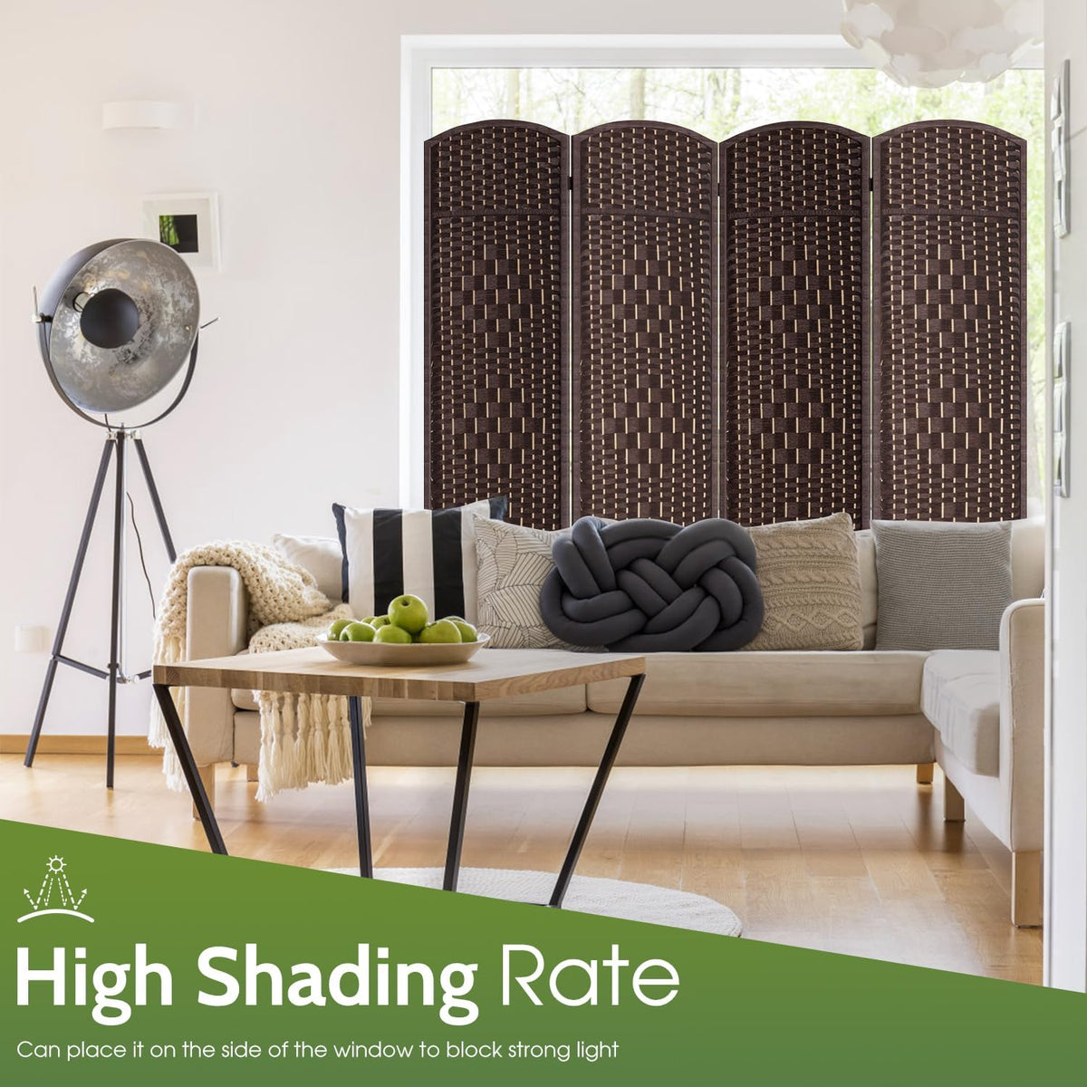 fdw | 4-panel folding room divider | 6ft, package contents