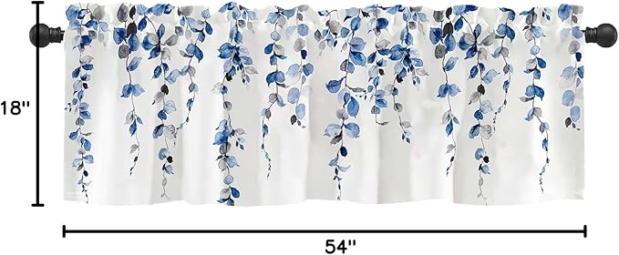 Watercolor Blue Leaves Window Valance - Image 7