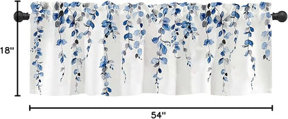 Watercolor Blue Leaves Window Valance - Image 7