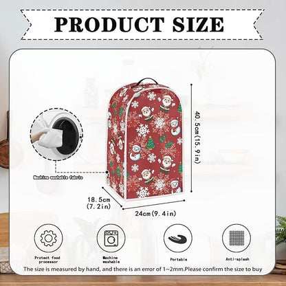 Talayituse Santa Claus Snowman Snowflake Tree Berry Print Blender Dust Cover - Image 3