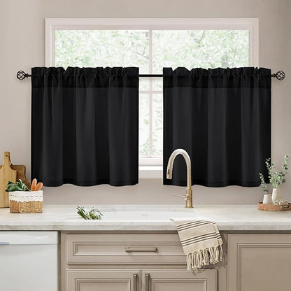 HOMEIDEAS Halloween Non-See-Through Black Privacy Sheer Kitchen Curtains 24 by HOMEIDEAS