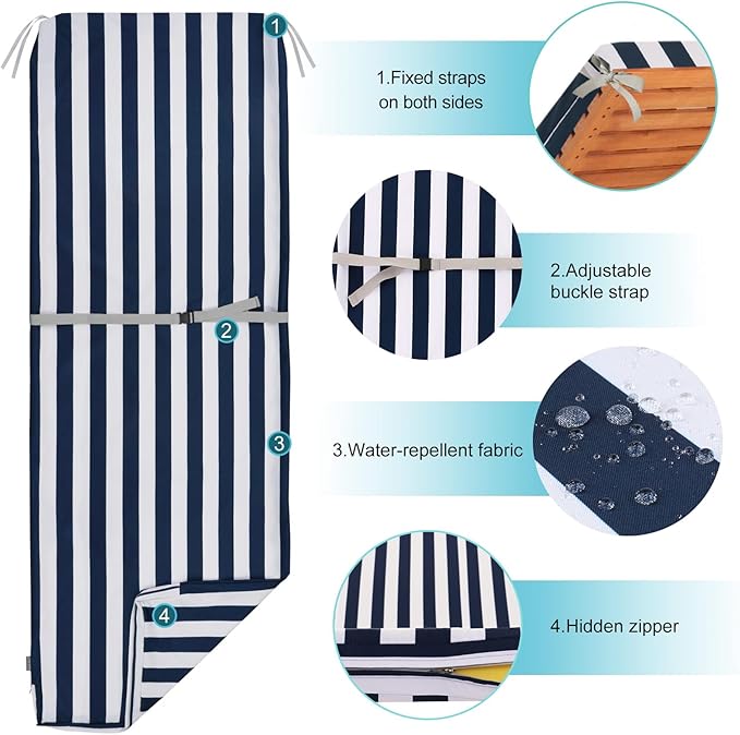 NettyPro Outdoor Patio Lounge Chair Cushion Covers Set 2 - Image 3