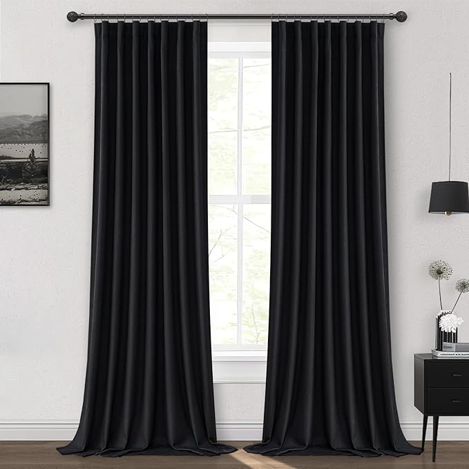 Black 100% Blackout Curtains 84 Inches Long to Keep Heat Out - Image 8