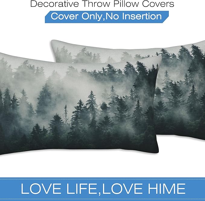 Misty Forest Throw Pillow Cover Case Foggy Forest Throw Pillows Set of 2 Super - Image 3