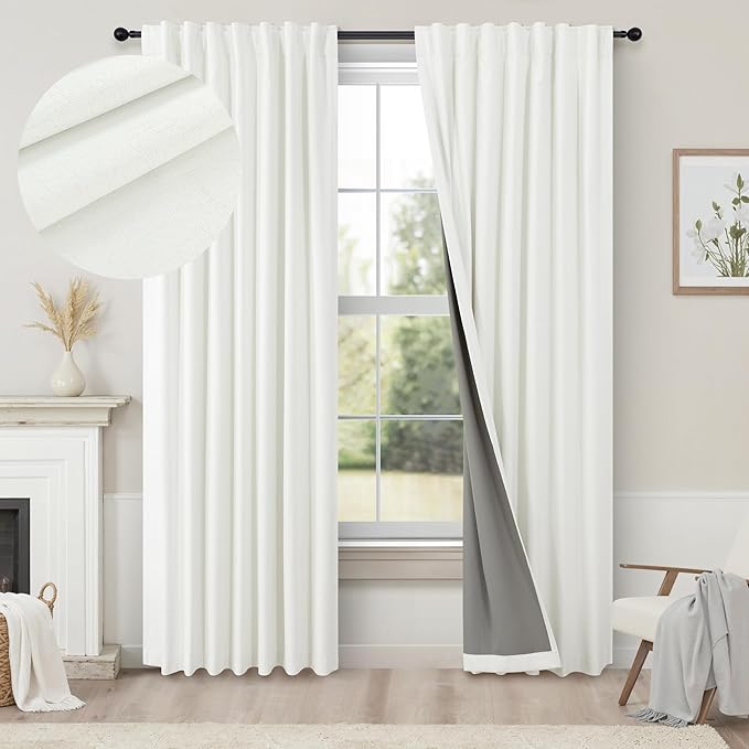Pitalk Bedroom Blackout Curtains 63 Inches Long 2 Panel Thermal Curtain by Pitalk
