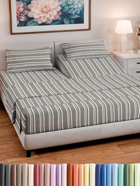 Split Head King Sheet Set – 4 Piece Flex Split Top King Sheets by CGKUnlimited