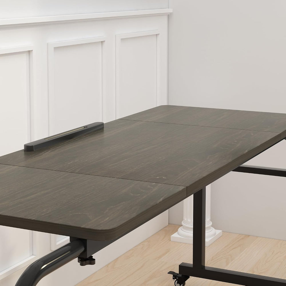 TigerDad Tilt Overbed Table with Wheels, Height Adjustable Rolling Desk for K...