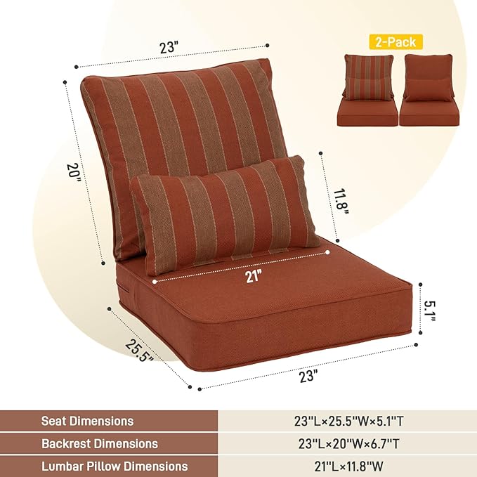 Aoodor Outdoor Chair Cushion, 23 x 26 Inch Water-Resistant, Fade-Resistant - Image 3