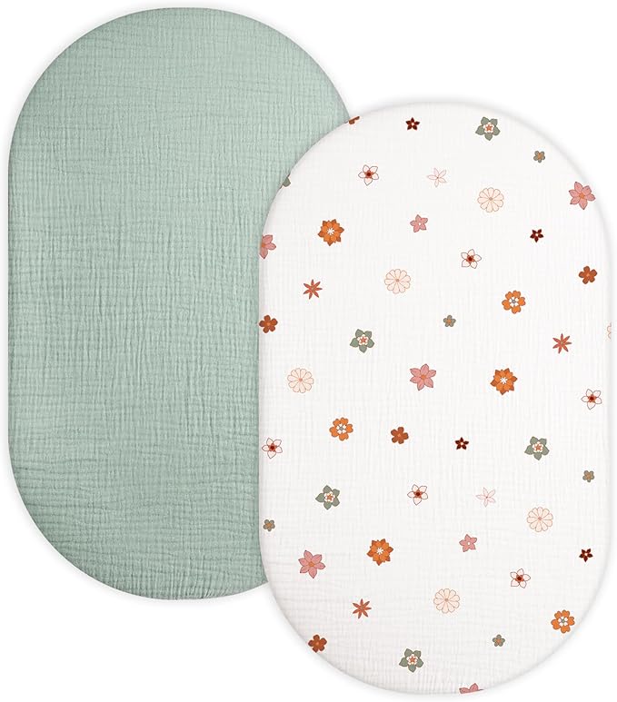 Bassinet Sheet for Baby Boy and Girl 2 Pack, Fitted Sheets for Rectangle by Meowcards