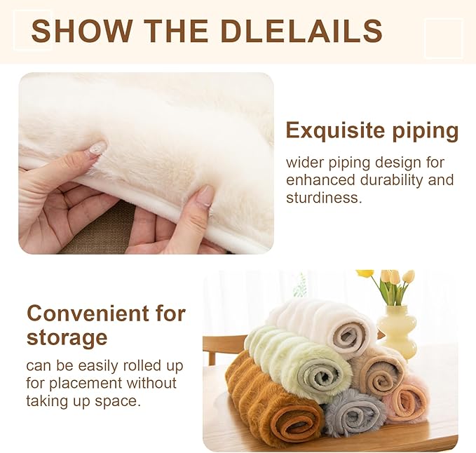 Square Faux Fur Seat Cushion, Faux Rabbit Fleece Chair Pad, Winter Thick Plush - Image 8