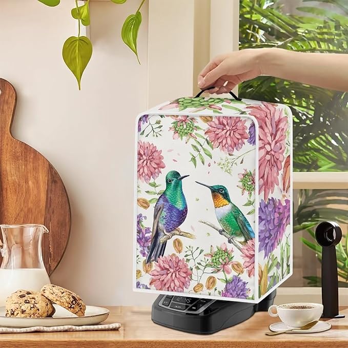 Mumeson Hummingbird Floral Coffee Maker Cover Washable Coffee Machine Cover - Image 3