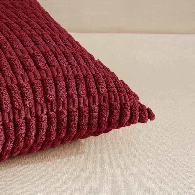 Fancy Homi 4 Packs Burgundy Decorative Throw Pillow Covers 16x16 Inch - Image 4
