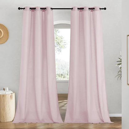NICETOWN Blush Pink Linen Curtains by NICETOWN